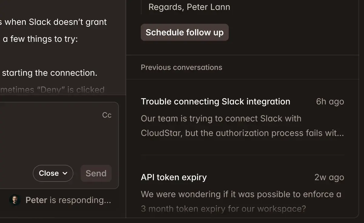 Feature screenshot: Never miss a conflict dark