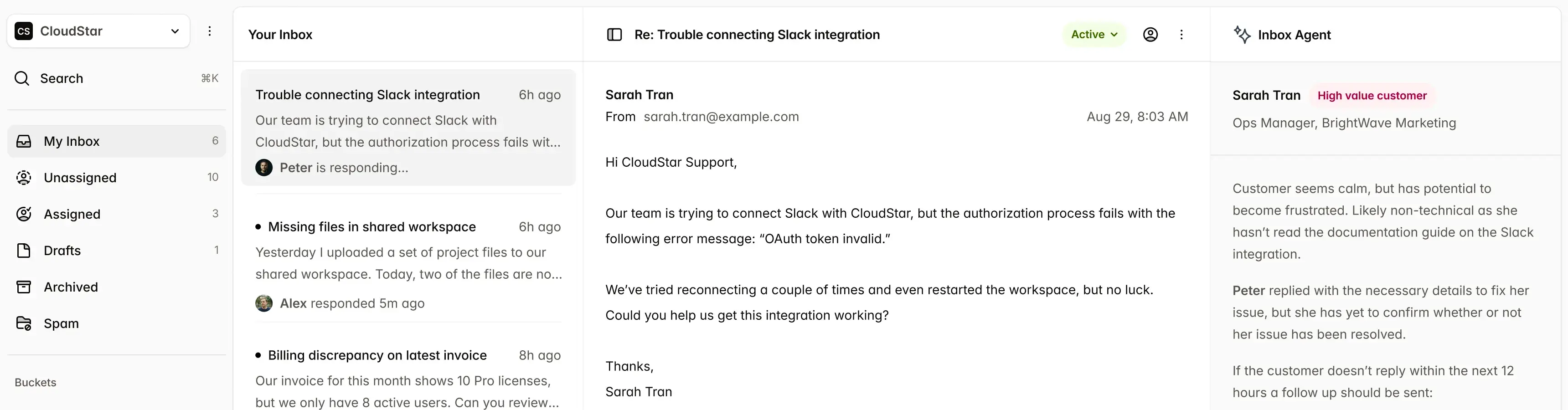 Elani dashboard overview showing daily briefing